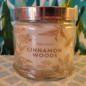 NEW PartyLite Cinnamon Woods 3 Wick Glass Jar Candle